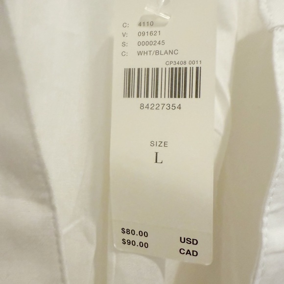 PILCRO ANTHROPOLOGIE The Tatum Flutter Sleeve Henley Blouse White Poplin NWT - Picture 7 of 10